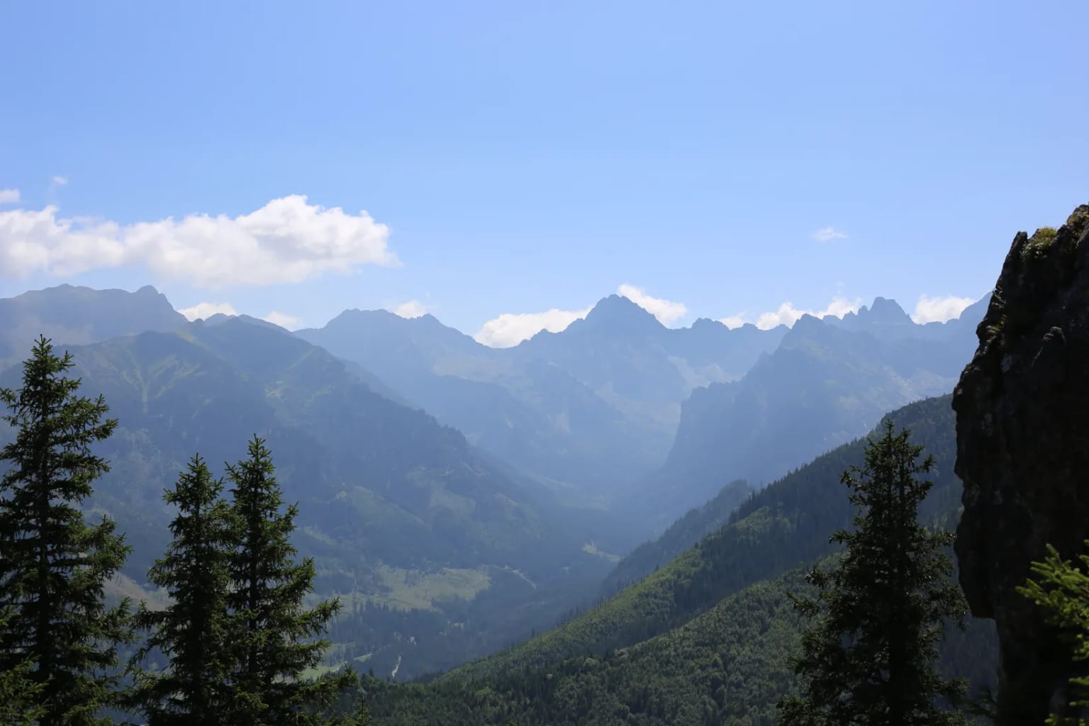 Panoramic view of the Tatra Mountains from Rusinowa Polana