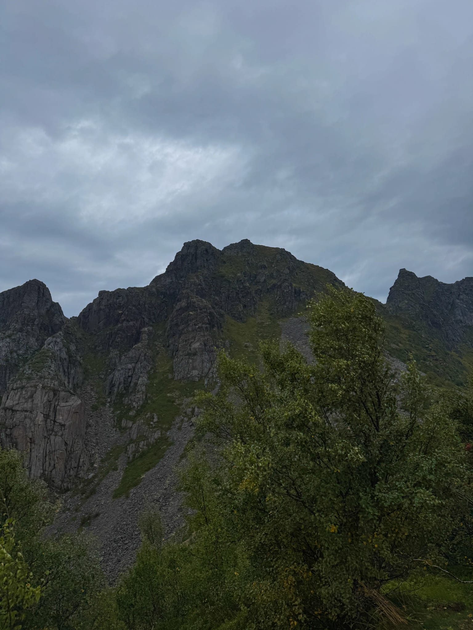 Widok na Festvågtind ze szlaku na Nipen