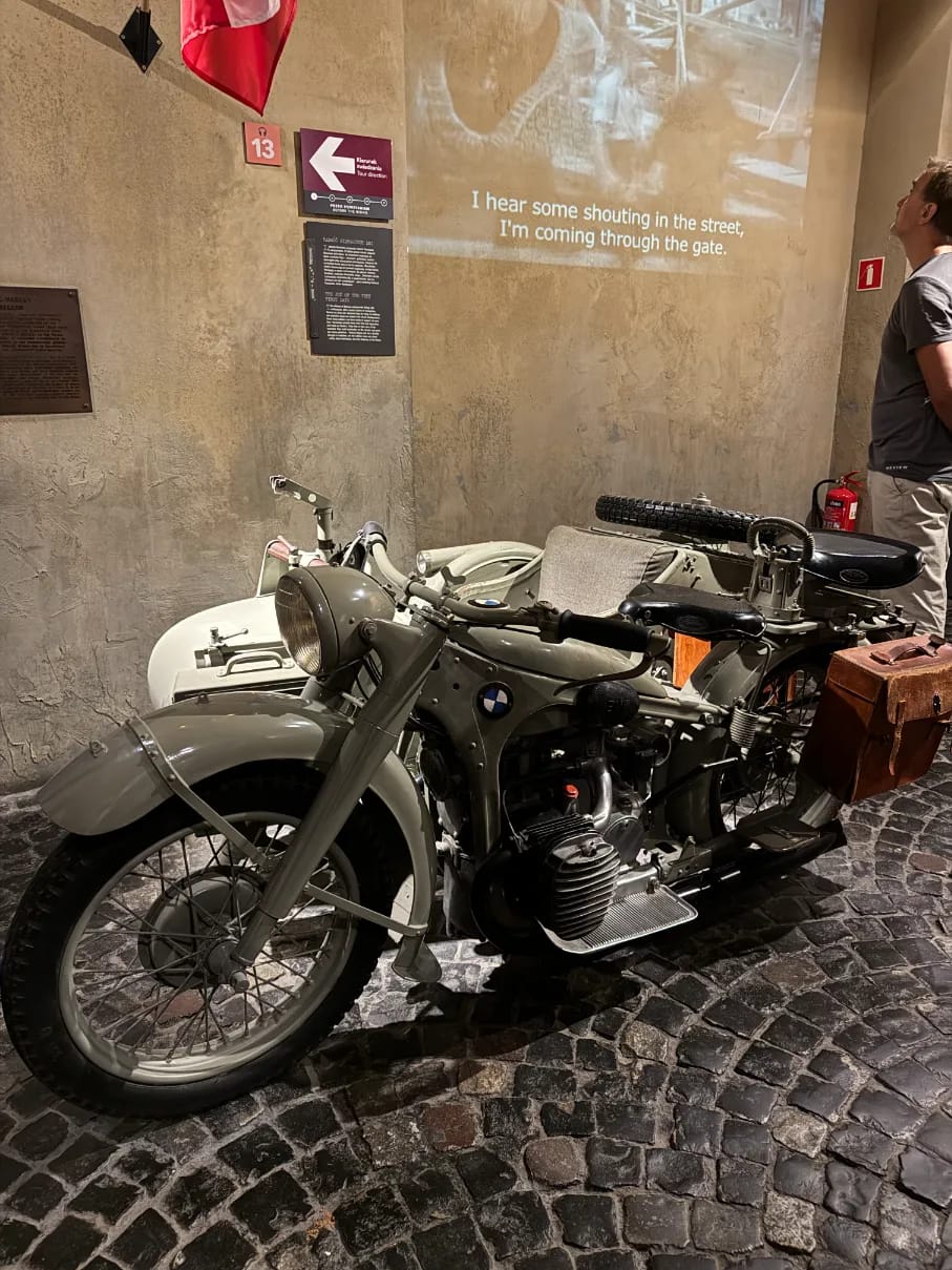 Historic motorcycle at Warsaw Uprising Museum